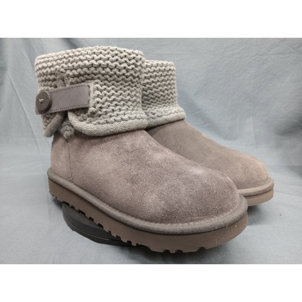 UGG Australia Girls Shaina Fold Down Knit Suede Boots Grey Size 5 NEW NO BOX! - Picture 10 of 11